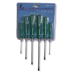 Kit Jogo Chave Fenda/Philips Imantada Crv Com 6 peças