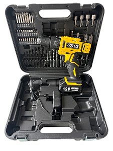 Furadeira Parafusadeira Impacto 12v Maleta Com 54 Pças Lotus