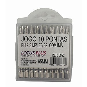 Jogo Ponteira Philips Bit Ph2 C/ 10 Pçs P/ Parafusadeira Imã