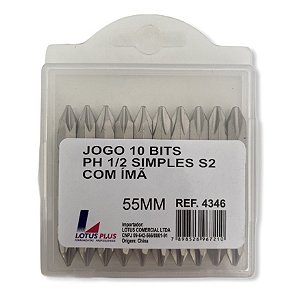 Jogo Ponteira Philips Bit Ph1 Ph2 C/ 10 Pçs P/ Parafusadeira
