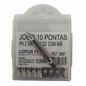Jogo Ponteira Philips Bit Ph2 C/ 10 Pçs P/ Parafusadeira Imã