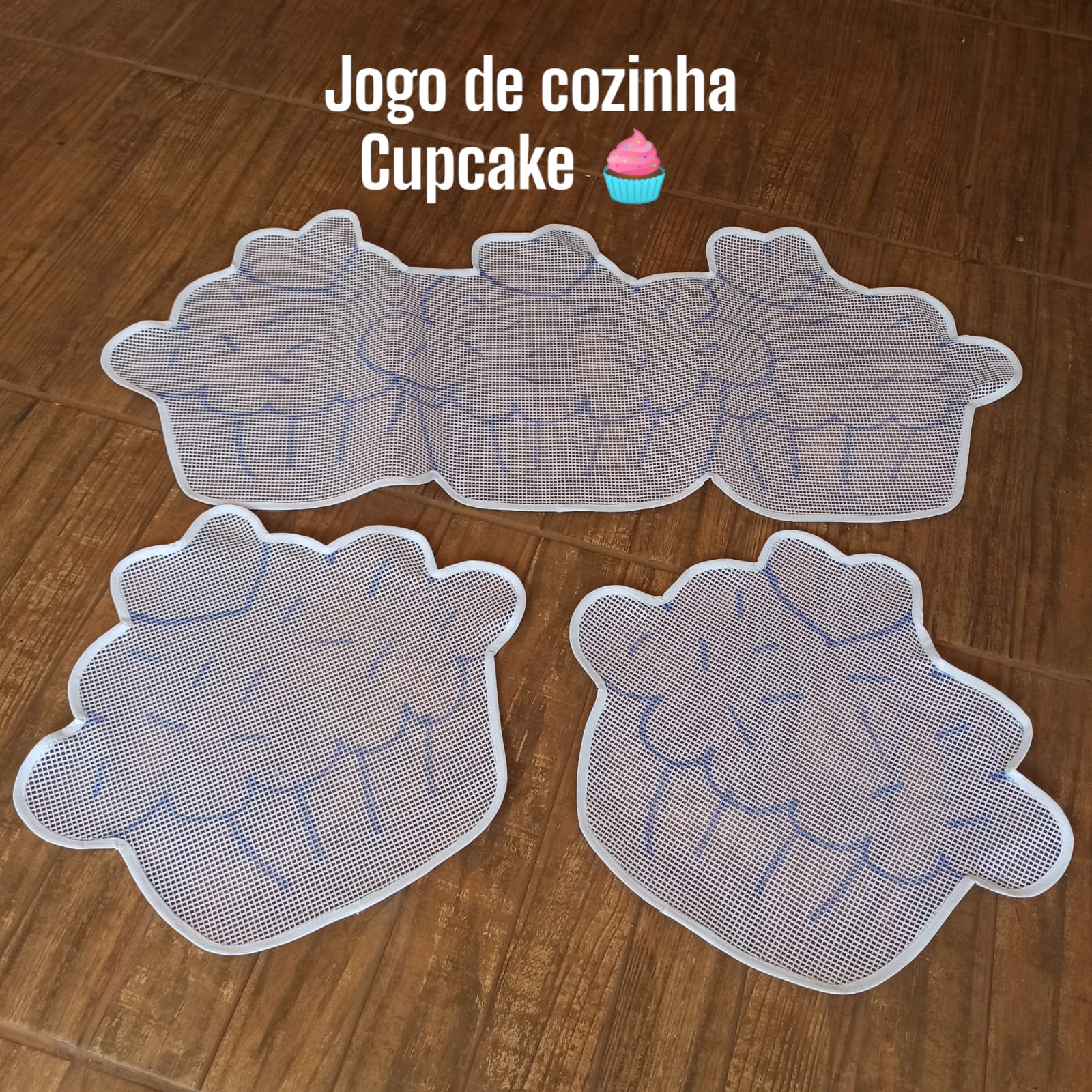 Talagarça desenhada molde cupcake jogo de cozinha 3 peças