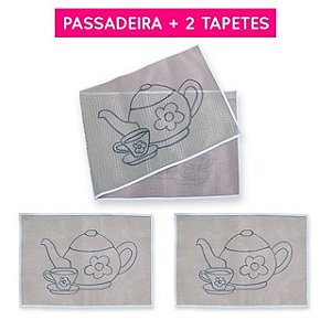 Jogo de cozinha 3 peças desenho bule com xícara