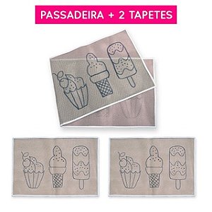 Jogo de cozinha doces 3 peças talagarça desenhada