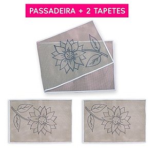 Jogo de cozinha girassol 3 peças talagarça desenhada
