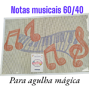 Talagarça desenhada notas musicais para agulha mágica 60/40
