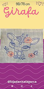 TALAGARÇA DESENHADA GIRAFA COM FLORES