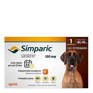 Antipulgas Simparic 40 a 60kg Cães 120mg 1 comprimido
