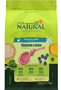 Guabi Natural Gato Castrado Cordeiro E Aveia 1,5 Kg