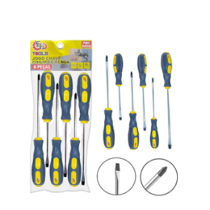 JOGO CHAVE DE FENDA E PHILLIPS COM 6 PEÇAS - FBG TOOLS