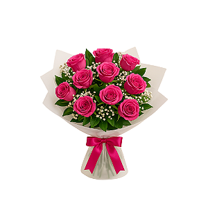 Buquê 12 Rosas Pink