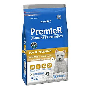 Ração Premier Ambientes Internos Cães Filhotes Raças Pequenas 2,5 kg