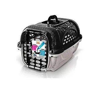 Caixa De Transporte Plast Pet Preta Para Cães E Gato Único