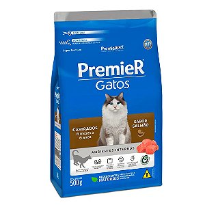 Ração Premier Ambientes Internos Gatos Castrados 6 Meses a 6 Anos Salmão 500 g
