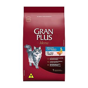 Ração GranPlus Menu Gatos Adultos Castrados Salmão e Arroz 3 kg