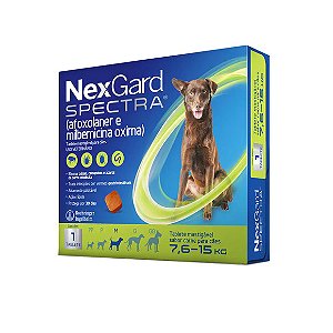 NexGard Spectra  Antipulgas e Vermífugo Cães 7,6kg a 15kg 1 tablete