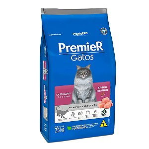 Ração Premier Ambientes Internos Gatos Castrados 7 a 11 Anos Frango 7,5 kg