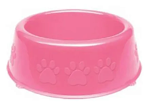 Comedouro Plastico Patinhas Medio Rosa 1900 ml