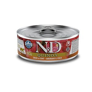 Ração Úmida N&D Quinoa Gatos Adultos Skin e Coat Arenque e Coco 80 g