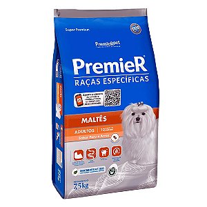 Ração Premier Maltês Adultos Peru e Arroz 7,5 kg
