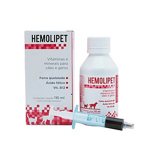 Suplemento Vitamínico Mineral para Cães e Gatos Hemolipet 110 ml