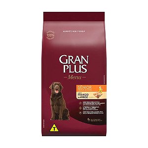 Ração GranPlus Menu Cães Sênior Portes Médio e Grande Frango e Arroz 15 kg