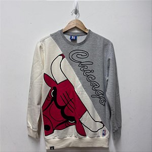 MOLETOM NBA WORDMARK CHICAGO BULLS CINZA MESCLA