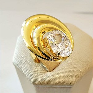 ANEL LUXO OVAL ARO DUPLO E ZIRCÔNIA