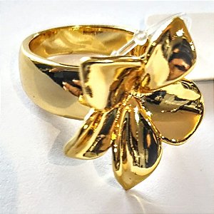 Anel flor lotus 5 pétalas aro largo orgânico