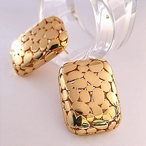 BRINCO LUXO FIXO ORGANICO RETANGULAR ESTILO MOSAICO 34X21X0,05MM  14,50GR  18K