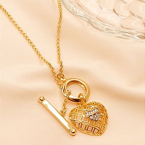 COLAR ELO PORT GR CORAÇÃO CRAVEJ 45CM