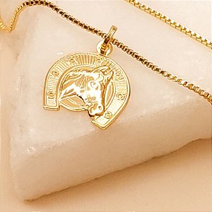 COLAR TIJOLINHO E PING FERRAD RELEVO CAVALO 50CM