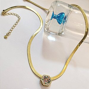 CHOKER FIO ITALIANO COM PINGENTE COLORIDO