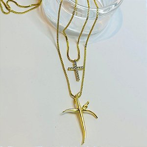 COLAR VENEZ FÉ E CRUCIF ZIRC 50+10 CM