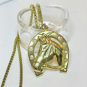 COLAR TIJ-VENEZIANÃO  PING FERRADURA FACE CAVALO 60CM