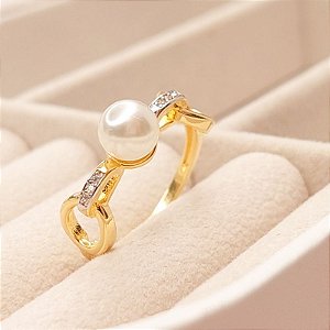 ANEL ELOS COM PEROLA E DETALHE EM ZIRC