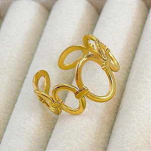 ANEL OVAIS AÇO DOURADO