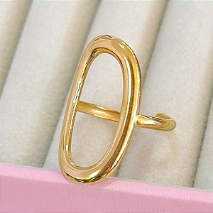 ANEL OVAL MINIMALISTA AÇO DOURADO