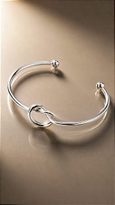 BRACELETE REGULAVEL ARO LISO NÓ COM ESFERAS NA EXT