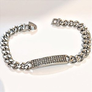 BRACELETE COM CHAPA CRAV ZIRCONIA 20CM