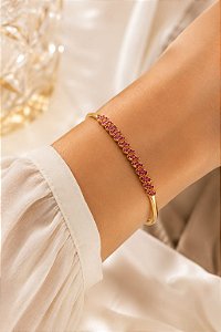 BRACELETE LUXO ARO CRAVEJADO DE ZIRCONIAS PINK