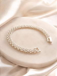 BRACELETE MALHA PRATA COM FECHO LUXO