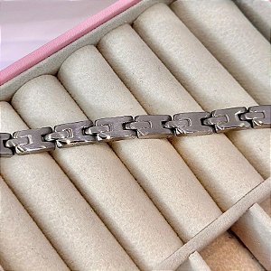 BRACELETE MASCULINO SEQUENCIAL AÇO 22CM