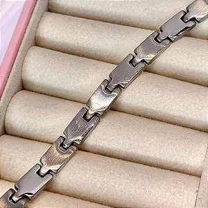BRACELETE MASCULINO SETAS FOSCO E BRILHO AÇO 22CM