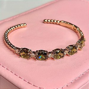 BRACELETE  ZIRC RETANG VERDE CITRICO E PONTO D LUZ