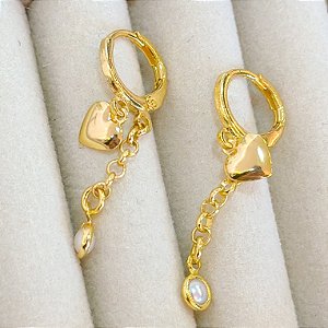 BRINCO ARGOLA COM CORAÇÃO E PÉROLA PEND