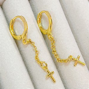 BRINCO ARGOLA COM CORDÃO E CRUZ