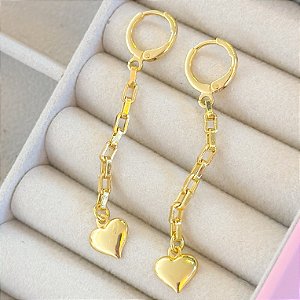 BRINCO ARGOLA COM CORRENTE E CORAÇÃO PEND