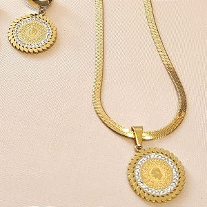 BRINCO ARGOLA COM MEDALHA PENDENTE ESTILO EGÍPCIA
