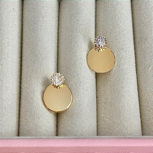 BRINCO CHAPA CIRCULO COM PONTO  ZIRCONIA 4mm